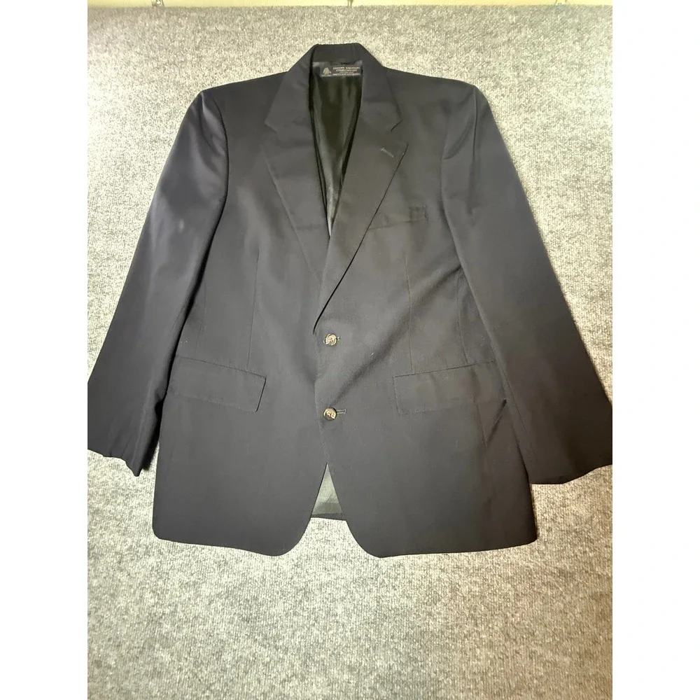 Brooks Brothers Mens Navy Blue Blazer 100% Wool Two Button Jacket‎